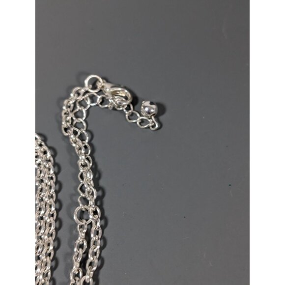 KC Kenneth Cole Pink Enamel Flower Crystal Pendant Necklace Silver Tone 19" - Picture 6 of 9